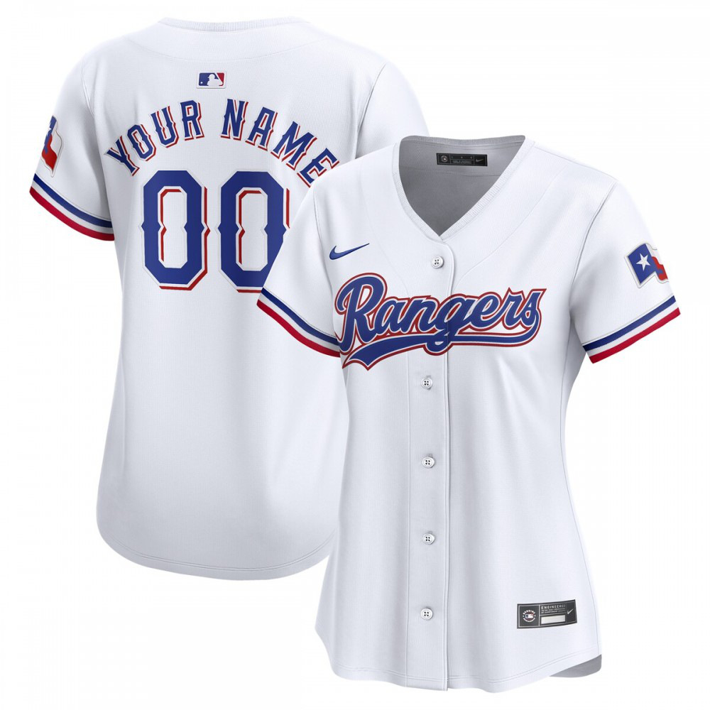 Texas Rangers Women's Home Limited Custom Jersey - White-Pro Kit Vault | Brand New 26/27 Sports Jerseys